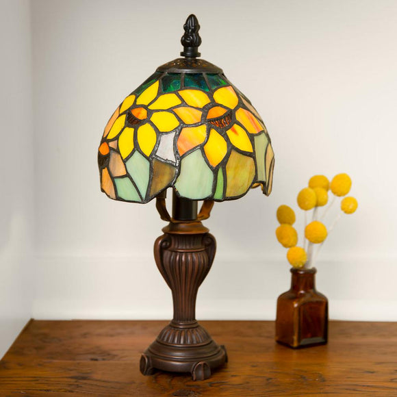 River of Goods 11.5 in. H Multi-Colored Stained Glass Table Lamp with Sunflower Blossoms Shade 12275