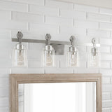 Knollwood 4-Light Brushed Nickel Vanity Light with Clear Glass Shades Home Decorators Collection 7998HDCBN Home Decorators Outlet www.HomeDecorAndTools.com