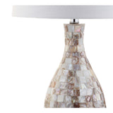 Verna 26.5 in. Ivory/Beige Seashell Table Lamp JONATHAN Y JYL1054A