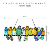River of Goods 9.5"H Stained Glass Birds on a Wire Window Panel 19504