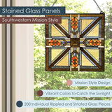 River of Goods 17.5"H Stained Glass Southwestern Mission Style Window Panel 13484