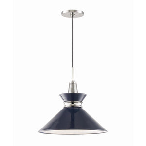 Mitzi by Hudson Valley Lighting Kiki 1-Light 14 in. W Polished Nickel Pendant with Navy Shade H251701S-PN/NVY