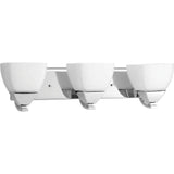 24 in.W - Appeal Collection 3-Light Polished Chrome Bathroom Vanity Light with Glass Shades - HomeDecorAndTools.com