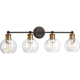 Progress Lighting Hansford Collection 33.5 in. 4-Light Antique Bronze Bathroom Vanity Light with Clear Globe Shades P300052-020 HOME DECORATORS OUTLET