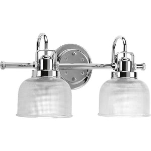 HOME DECORATORS OUTLET Vanity Lighting Progress Lighting Archie Collection 17 in. 2-Light Chrome Bathroom Vanity Light with Glass Shades P2991-15 HomeDecorAndTools.com