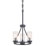 Progress Lighting Hartwell 3-Light Graphite Mini-Pendant with Antique Nickel Accents and Clear Seeded Glass