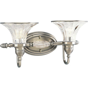 Progress Lighting Roxbury Collection 2-Light Classic Silver Bathroom Vanity Light with Glass Shades P2726-101 HOME DECORATORS OUTLET