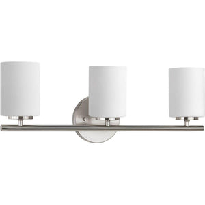 Replay 22 in. 3-Light Brushed Nickel Bathroom Vanity Light with Glass Shades