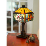 River of Goods 11.75 in. Multi-Colored Desk Lamp with Stained Glass Rose and Butterfly Shade 12310