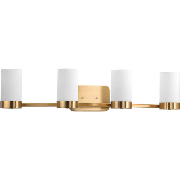  Progress Lighting Elevate Collection 4-Light Brushed Bronze Bathroom Vanity Light with Glass Shades P300023-109