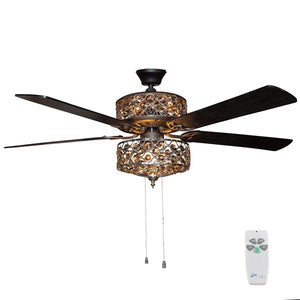River of Goods 52"W Smoke Crystal and Chrome Beaded Ceiling Fan with Remote control 19224