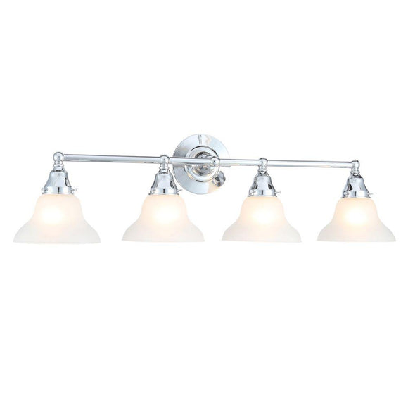 World Imports Asten Collection 4-Light Chrome Vanity Light with Opal Etched Glass Shades WI260208
