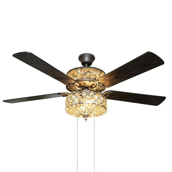 Glam 52 in. Amber Crystal Ceiling Fan with Light and Remote Control River of Goods 19192 Home Decorators Outlet HomeDecorAndTools.com