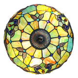 River of Goods 20 in. H Green Stained Glass Table Lamp with Double Lit Magna Carta Shade 14931