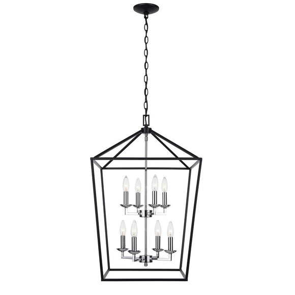 Home Decorators Collection Weyburn 8-Light Black and Polished Chrome Caged Chandelier CP-KB 86201 HOME DECORATORS OUTLET