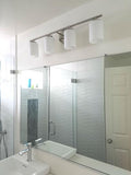 Progress Lighting Replay 4-Light Polished Nickel Bathroom Vanity Light with Glass Shades P2160-104