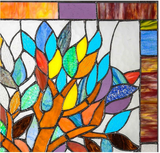 River of Goods Multi Stained Glass Mystical World Tree Window Panel 15042