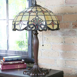 RIVER OF GOODS | 24 in. Amber Table Lamp with Allistar Stained Glass Shade 4281