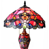 River of Goods 20 in. H Red Stained Glass Table Lamp with Double Lit Magna Carta Shade 14825
