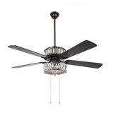 River of Goods 18912 52 in. Silver Ceiling Fan with Geometric Diamond Shaped Double-Layered Crystal Shade - HomeDecorAndTools.com