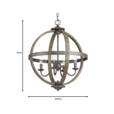 Progress Lighting P400128-148 Keowee Collection 19.88 in. 4-Light Artisan Iron Orb Chandelier with Elm Wood Accents
