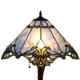 River of Goods 19404 24.75 in. Blue Jewel Table Lamps with Stained Glass Victorian Crystal Lace Shade - HomeDecorAndTools.com