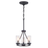 Progress Lighting Hartwell 3-Light Graphite Mini-Pendant with Antique Nickel Accents and Clear Seeded Glass