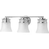 Progress Lighting Cascadia Collection 3-Light Polished Chrome Bathroom Vanity Light with Glass Shades P2148-15
