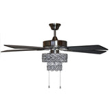 River of Goods 52 in. Satin Nickel Demi Braid Enlaced Crystal Ceiling Fan with Light 19543