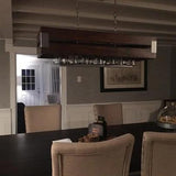 Home Decorators Collection 26365-DRK Ackwood 7-Light Dark Wood Rectangular Chandelier with Clear Seeded Glass Shades