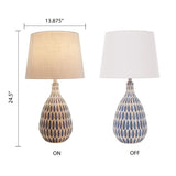 HOME DECORATORS OUTLET LAMPS River of Goods 24.5 in. White Linen Table Lamp with Ceramic Base 15244 HomeDecorAndTools.com