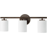 Replay 22 in. 3-Light Antique Bronze Bathroom Vanity Light with Glass Shades