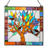River of Goods Multi Stained Glass Mystical World Tree Window Panel 15042