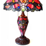 River of Goods 20 in. H Red Stained Glass Table Lamp with Double Lit Magna Carta Shade 14825