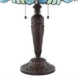 River of Goods 20 in. Green Indoor Table Lamp with Stained Glass Vivienne Baroque Style Shade 10836