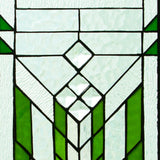  River of Goods Green and Clear Mission Style Stained Glass Window Panel 15106