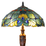 River of Goods 20 in. Blue Indoor Table Lamp with Stained Glass Swirling Shells Shade 15041