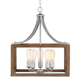 Home Decorators Collection Boswell Quarter Collection 5-Light Galvanized Pendant with Painted Chestnut Wood Accents 7949HDCGLDI