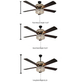 Glam Gracie Grand 52 in. Clear Crystal LED Ceiling Fan With Light and Remote Control