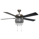 River of Goods Modern 52 in. Satin Nickel Chandelier LED Ceiling Fan with Light 19542