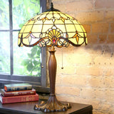 RIVER OF GOODS | 24 in. Amber Table Lamp with Allistar Stained Glass Shade 4281