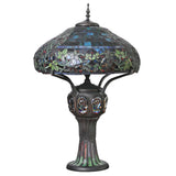 River of Goods 11912 34 in. Multi-Colored Stained Glass Table Lamp with Turtleback and Mosaic Base - HomeDecorAndTools.com