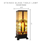 River of Goods 17 in. Multi-Colored Stained Glass Indoor Table Lamp with Mission Style Stone Mountain Shade 13171