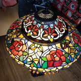 River of Goods 11688 27.5 in. Multi-Colored Stained Glass Indoor Table Lamp with Parisian Shade and Lit Base - HomeDecorAndTools.com
