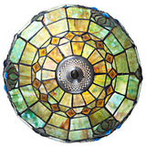 River of Goods 20 in. Green Indoor Table Lamp with Stained Glass Vivienne Baroque Style Shade 10836