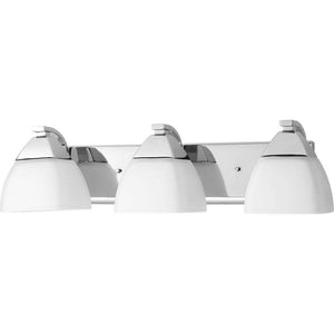  Progress Lighting Appeal Collection 3-Light Polished Chrome Bathroom Vanity Light with Glass Shades P2702-15