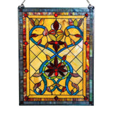 River of Goods Multi Stained Glass Fiery Hearts and Flowers Window Panel 15046