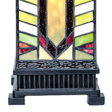 River of Goods 17 in. Multi-Colored Stained Glass Indoor Table Lamp with Mission Style Stone Mountain Shade 13171 17"H Mission Style Stone Mountain Pillar Uplight