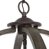 Progress Lighting P400128-148 Keowee Collection 19.88 in. 4-Light Artisan Iron Orb Chandelier with Elm Wood Accents