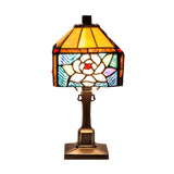 River of Goods 11.75 in. Multi-Colored Desk Lamp with Stained Glass Rose and Butterfly Shade 12310